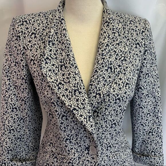 LAFAYETTE 148 navy and white printed single breasted blazer size 6 - Picture 5 of 12